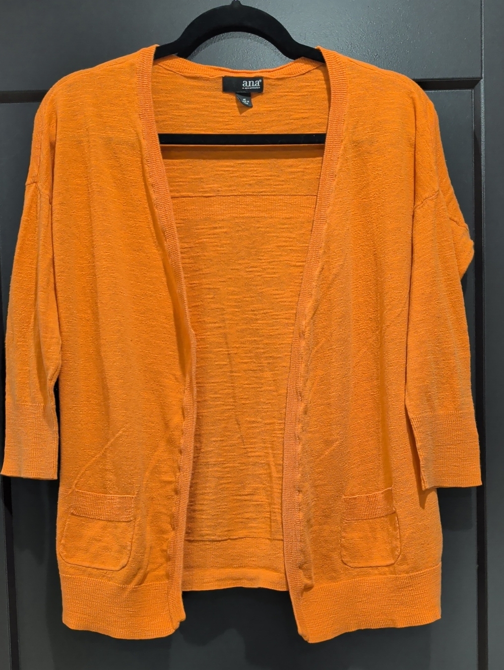 a.n.a Lightweight Open-Front Orange Cardigan with Pockets